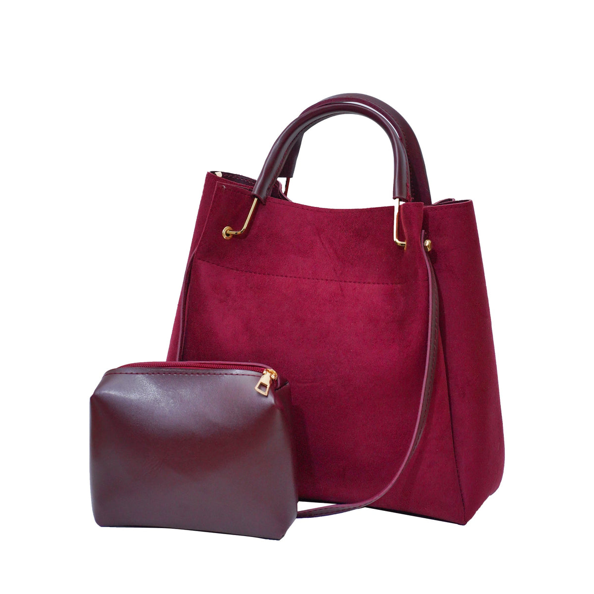 Maroon Suede Handbag IOTAMAX
